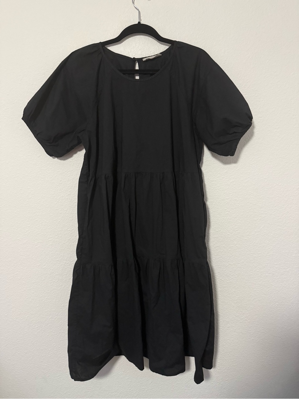Everlane Black Tiered Puff-Sleeve Kids Dress